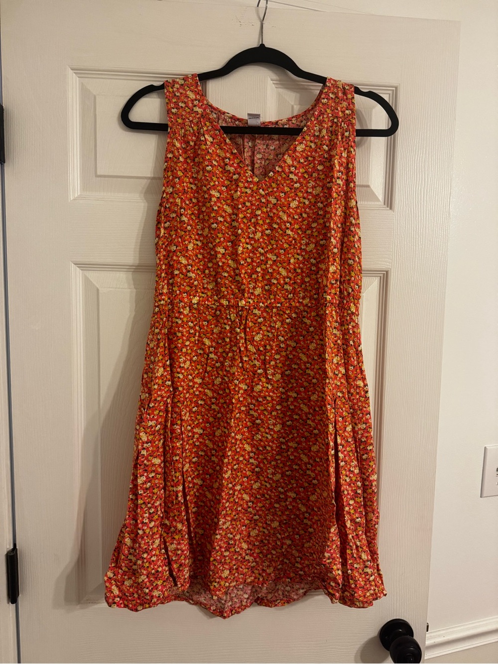 Old Navy Orange Floral V-Neck Mini Dress